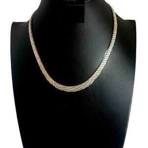 Vintage MILOR Sterling Silver Italian Multi-Strand Woven Link Necklace 17" 34g